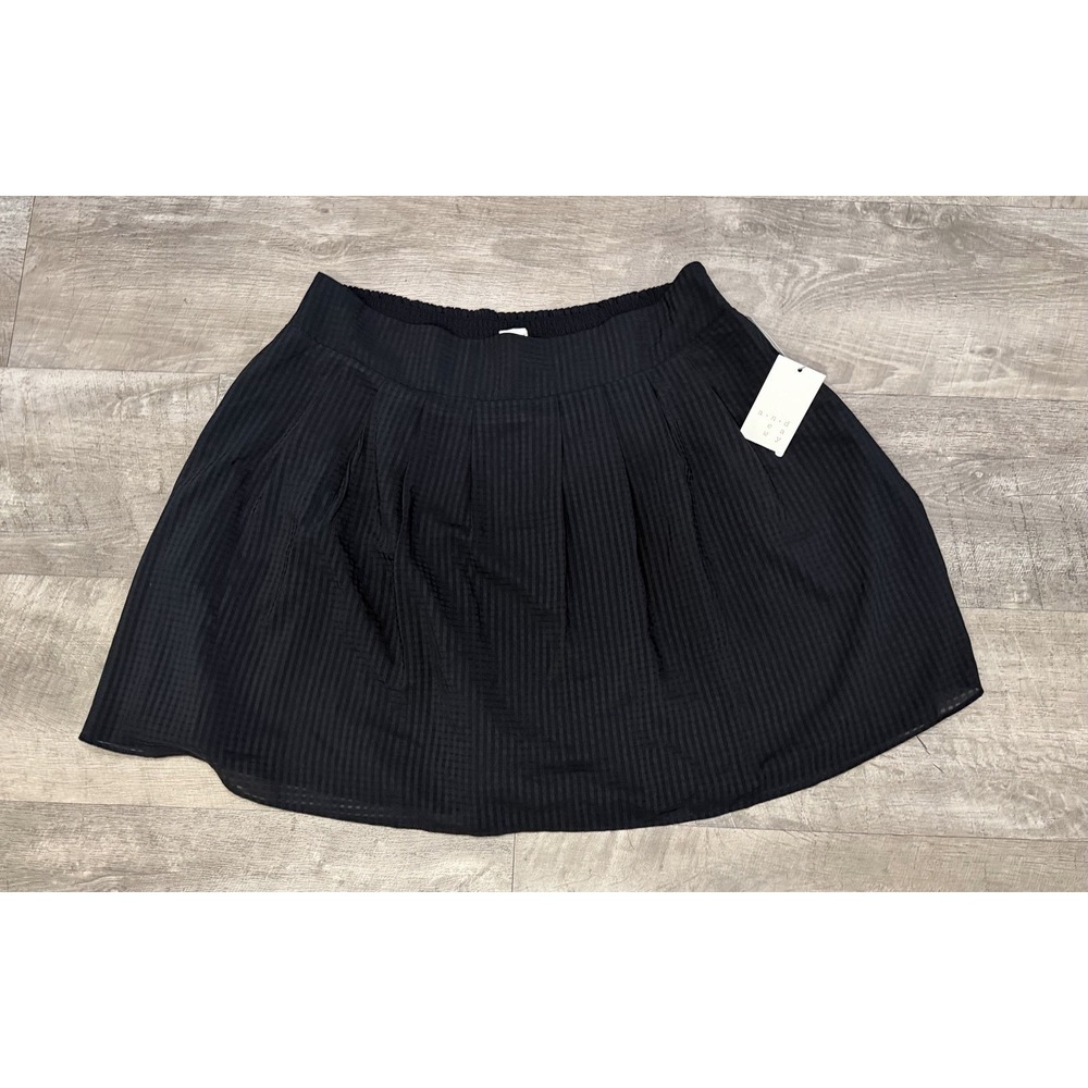 NEW A New Day Black Pleated Lightweight Lined Short Skirt Elastic Waist Size L